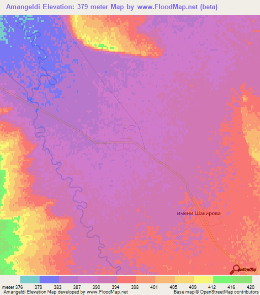Amangeldi,Kazakhstan Elevation Map