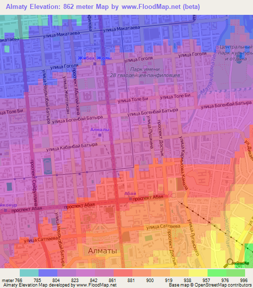 Almaty,Kazakhstan Elevation Map