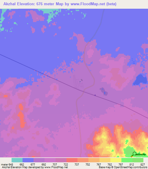 Akzhal,Kazakhstan Elevation Map