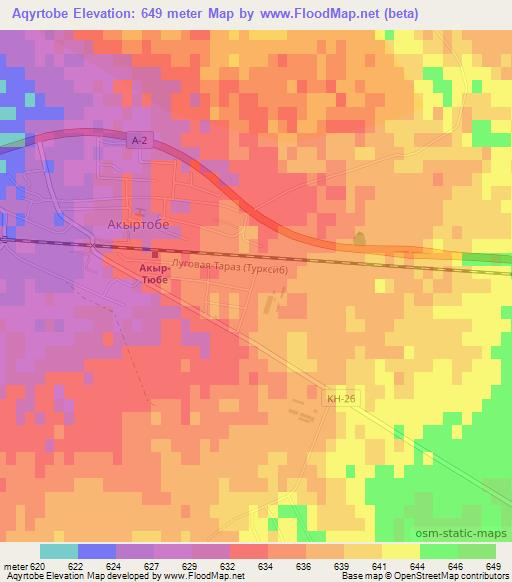 Aqyrtobe,Kazakhstan Elevation Map