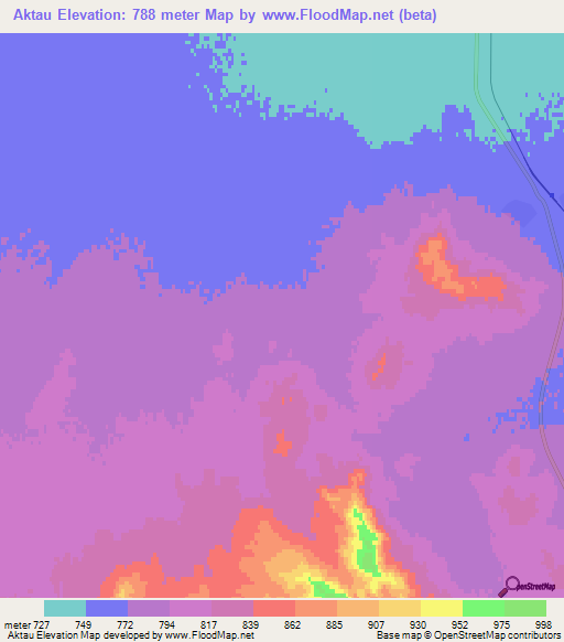 Aktau,Kazakhstan Elevation Map