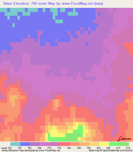 Aktau,Kazakhstan Elevation Map