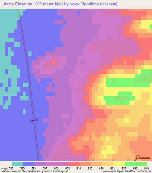 Aktas,Kazakhstan Elevation Map