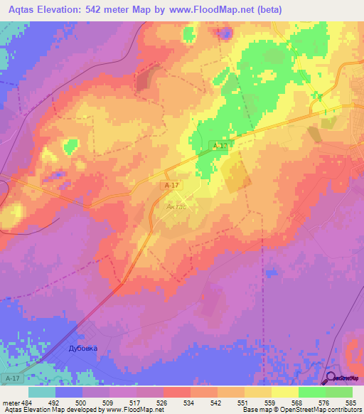 Aqtas,Kazakhstan Elevation Map
