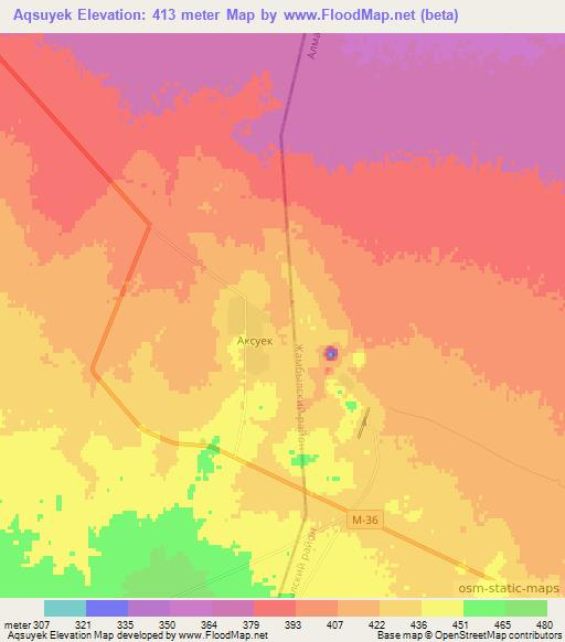 Aqsuyek,Kazakhstan Elevation Map