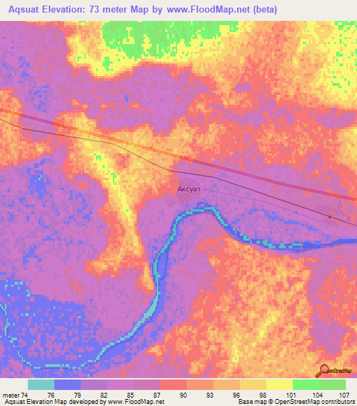 Aqsuat,Kazakhstan Elevation Map