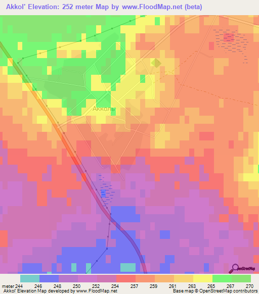 Akkol',Kazakhstan Elevation Map