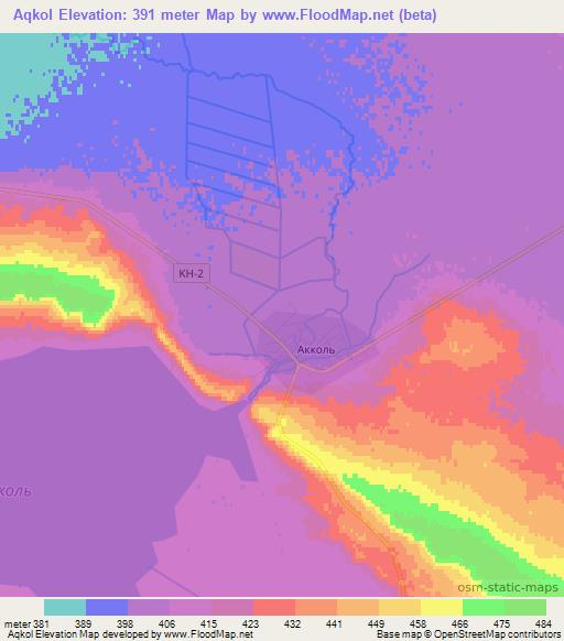 Aqkol,Kazakhstan Elevation Map
