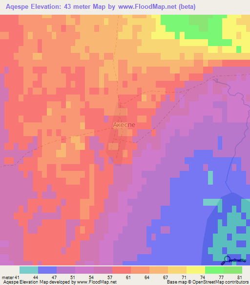 Aqespe,Kazakhstan Elevation Map