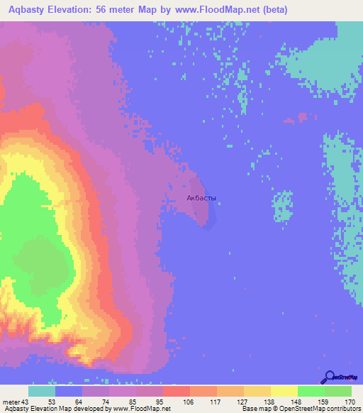 Aqbasty,Kazakhstan Elevation Map