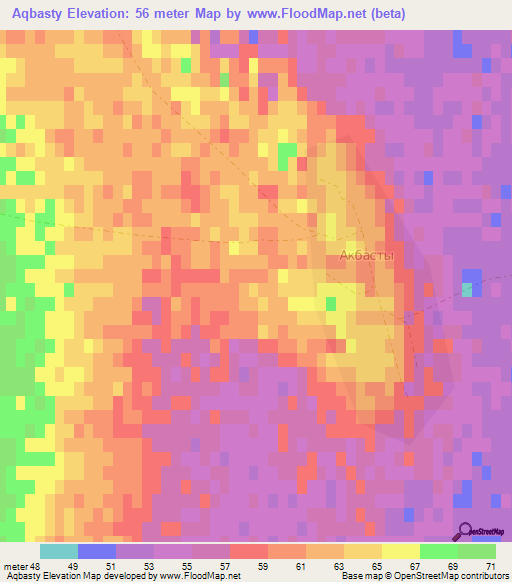 Aqbasty,Kazakhstan Elevation Map