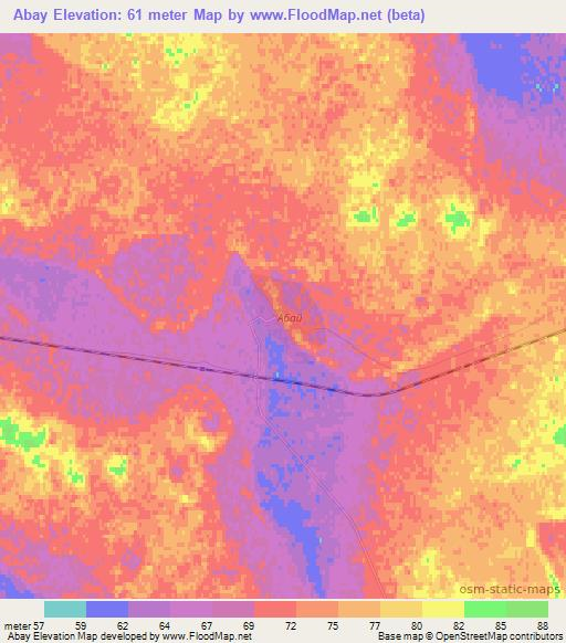 Abay,Kazakhstan Elevation Map