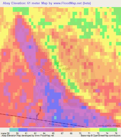 Abay,Kazakhstan Elevation Map
