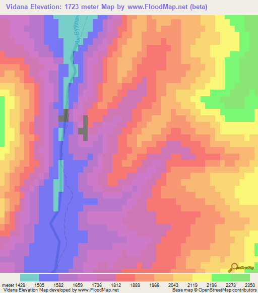 Vidana,Kyrgyzstan Elevation Map
