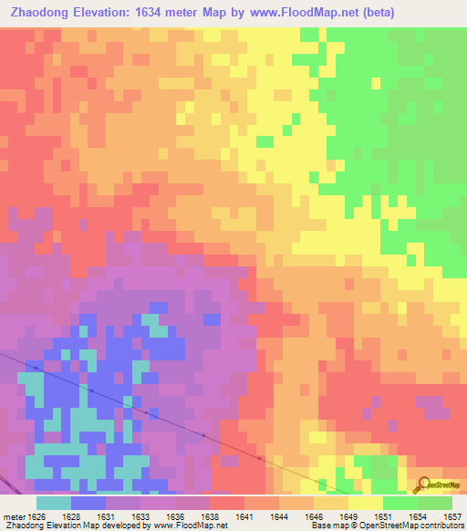 Zhaodong,China Elevation Map