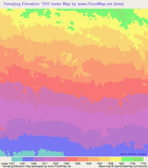 Yemajing,China Elevation Map