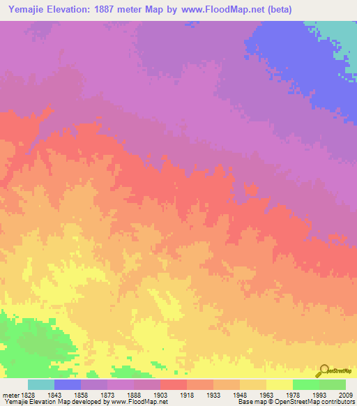 Yemajie,China Elevation Map