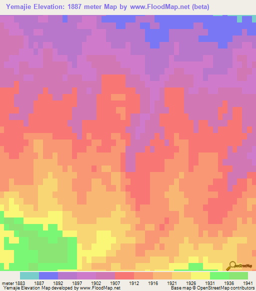 Yemajie,China Elevation Map