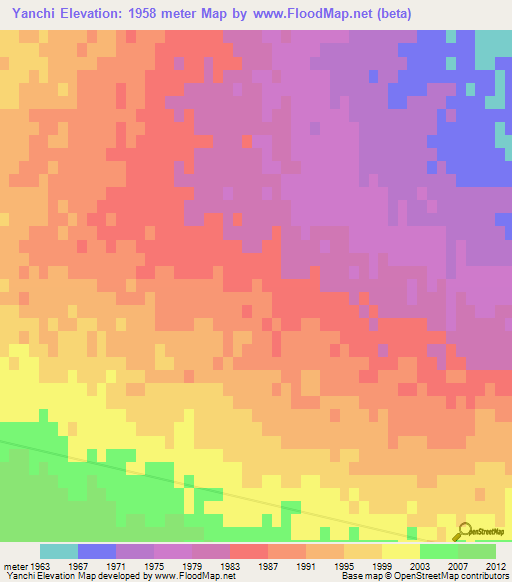 Yanchi,China Elevation Map