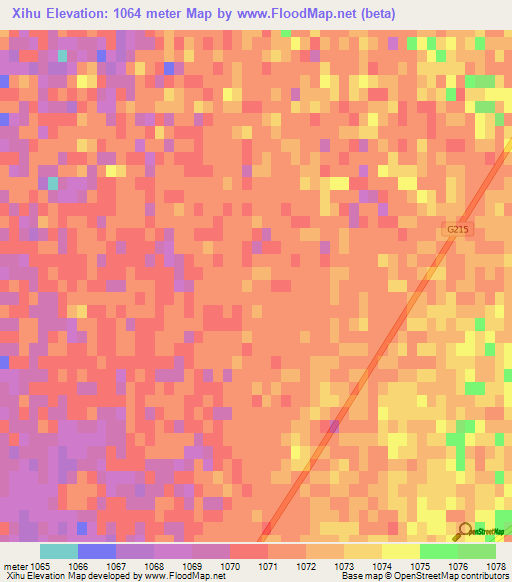 Xihu,China Elevation Map