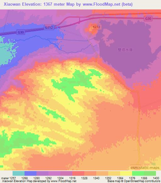 Xiaowan,China Elevation Map