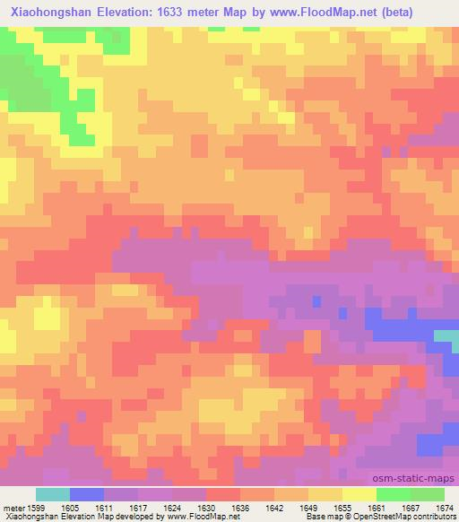 Xiaohongshan,China Elevation Map