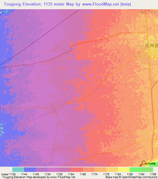 Tougong,China Elevation Map