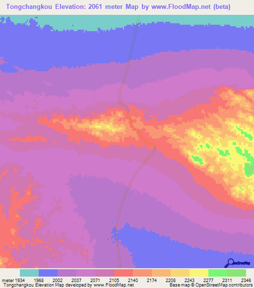 Tongchangkou,China Elevation Map