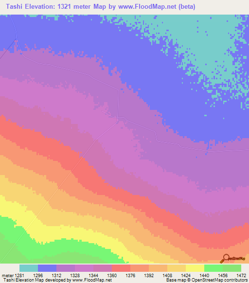 Tashi,China Elevation Map