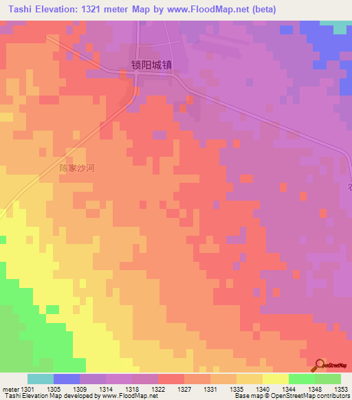 Tashi,China Elevation Map
