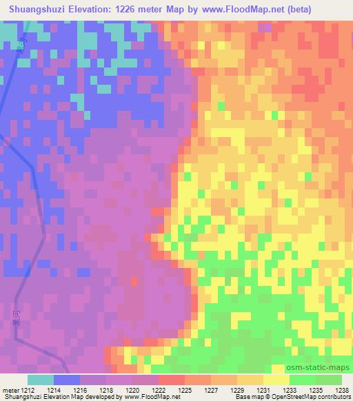 Shuangshuzi,China Elevation Map