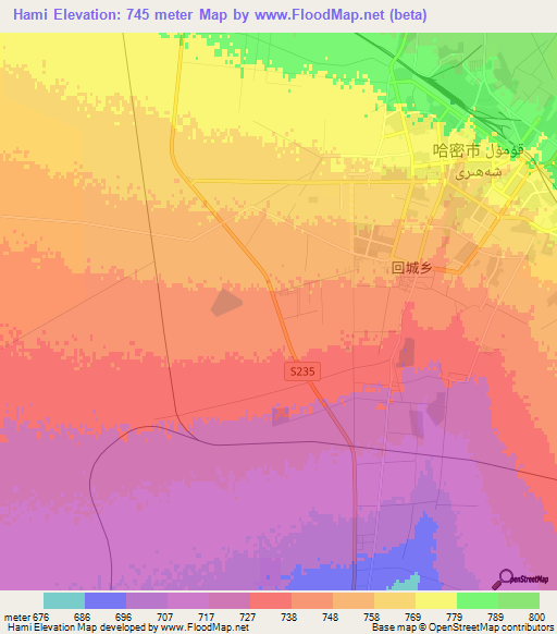 Hami,China Elevation Map