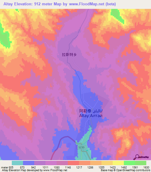 Altay,China Elevation Map