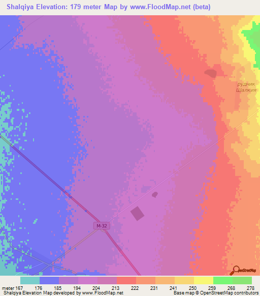 Shalqiya,Kazakhstan Elevation Map