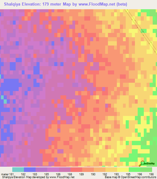 Shalqiya,Kazakhstan Elevation Map