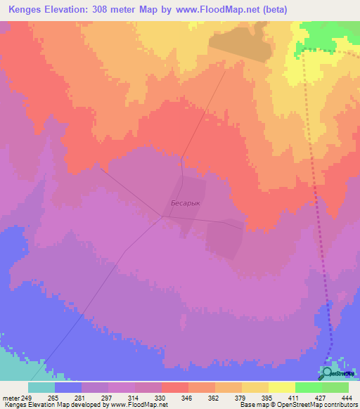 Kenges,Kazakhstan Elevation Map