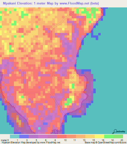 Mpakani,Tanzania Elevation Map
