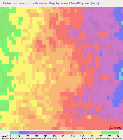 Birlestik,Kazakhstan Elevation Map