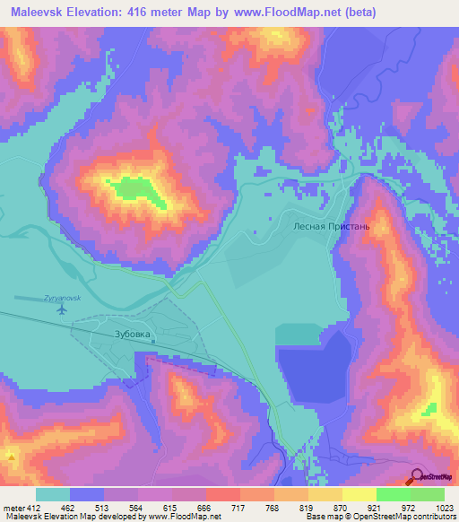 Maleevsk,Kazakhstan Elevation Map