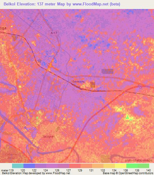 Belkol,Kazakhstan Elevation Map
