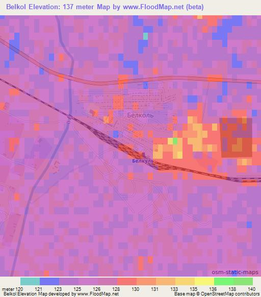 Belkol,Kazakhstan Elevation Map