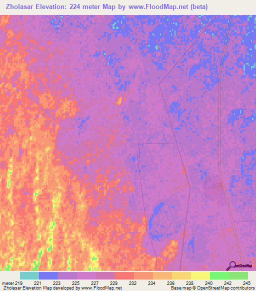 Zholasar,Kazakhstan Elevation Map