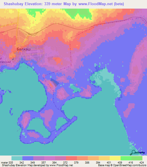 Shashubay,Kazakhstan Elevation Map