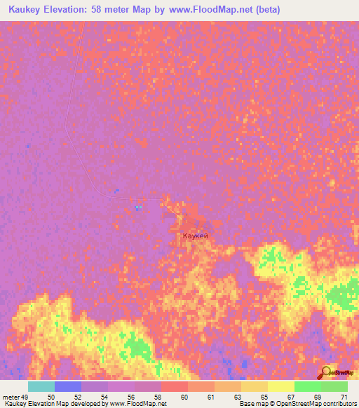 Kaukey,Kazakhstan Elevation Map