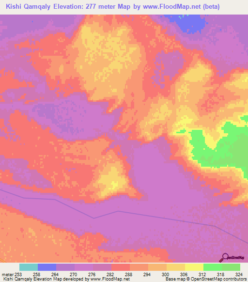 Kishi Qamqaly,Kazakhstan Elevation Map