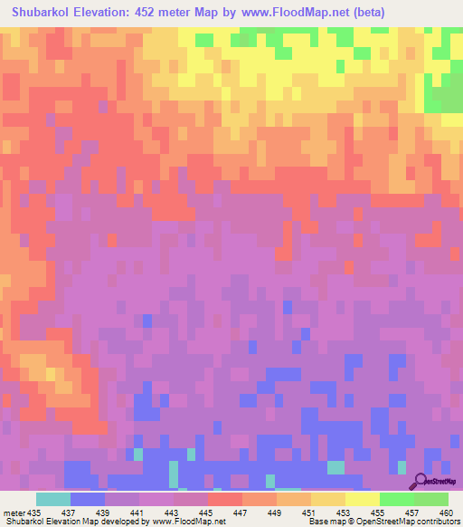 Shubarkol,Kazakhstan Elevation Map