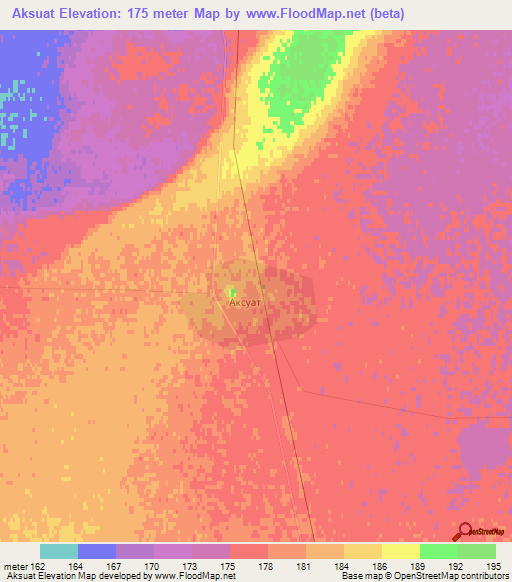 Aksuat,Kazakhstan Elevation Map