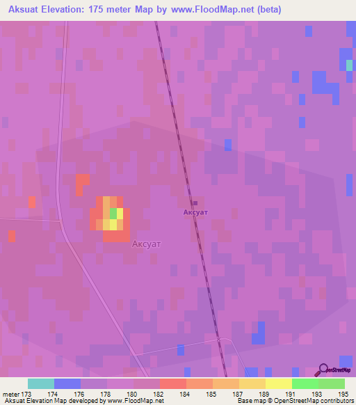 Aksuat,Kazakhstan Elevation Map