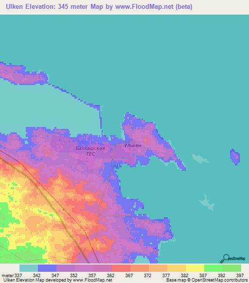 Ulken,Kazakhstan Elevation Map