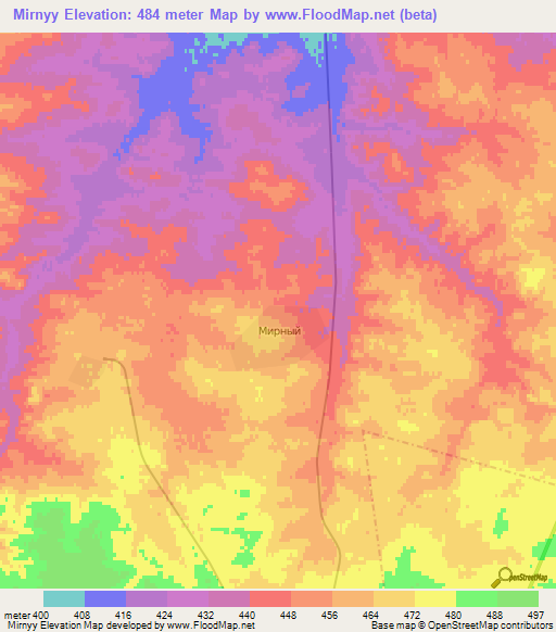 Mirnyy,Kazakhstan Elevation Map